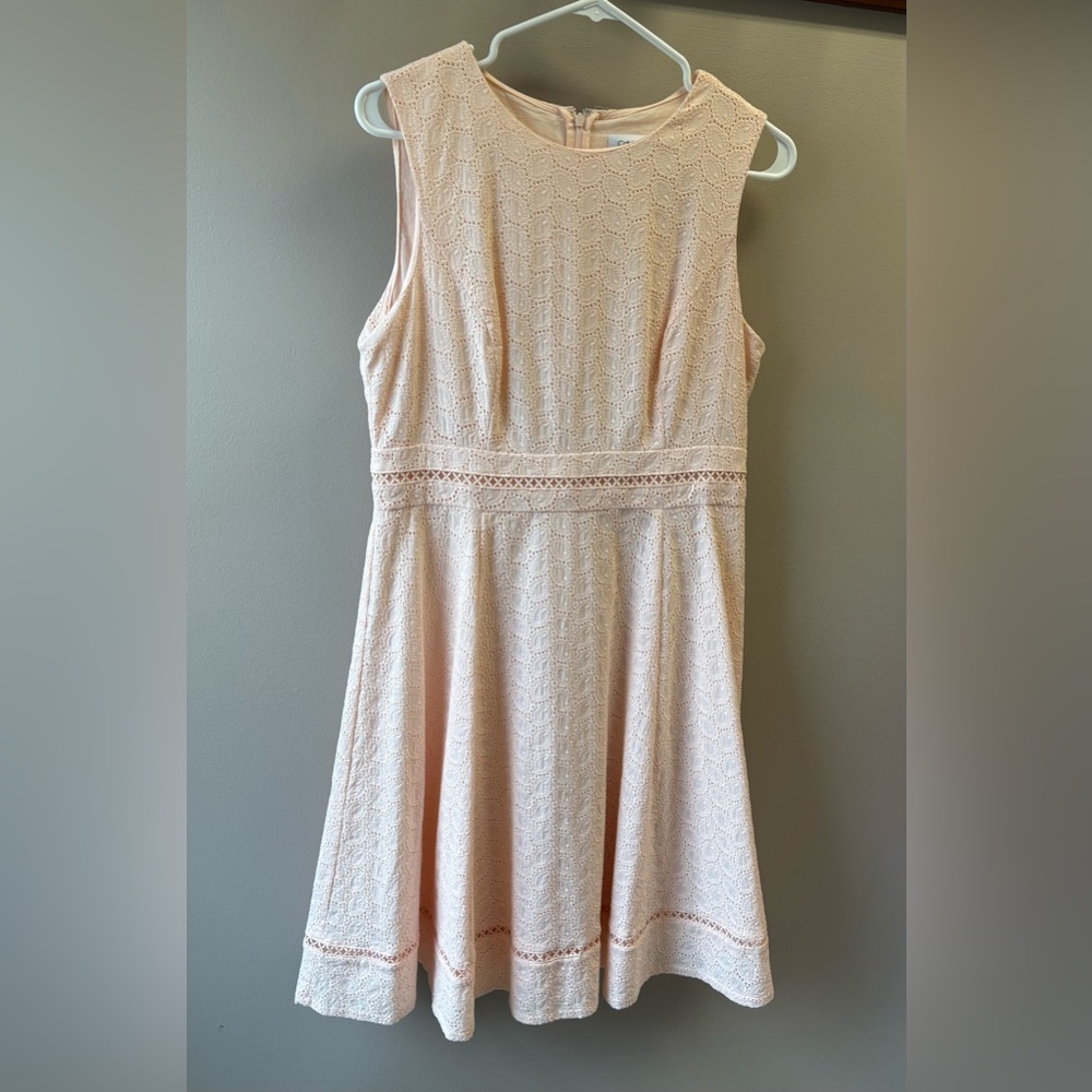 Women’s Sleeveless Lace Fit & Flare Dress - Soft Blush Pink